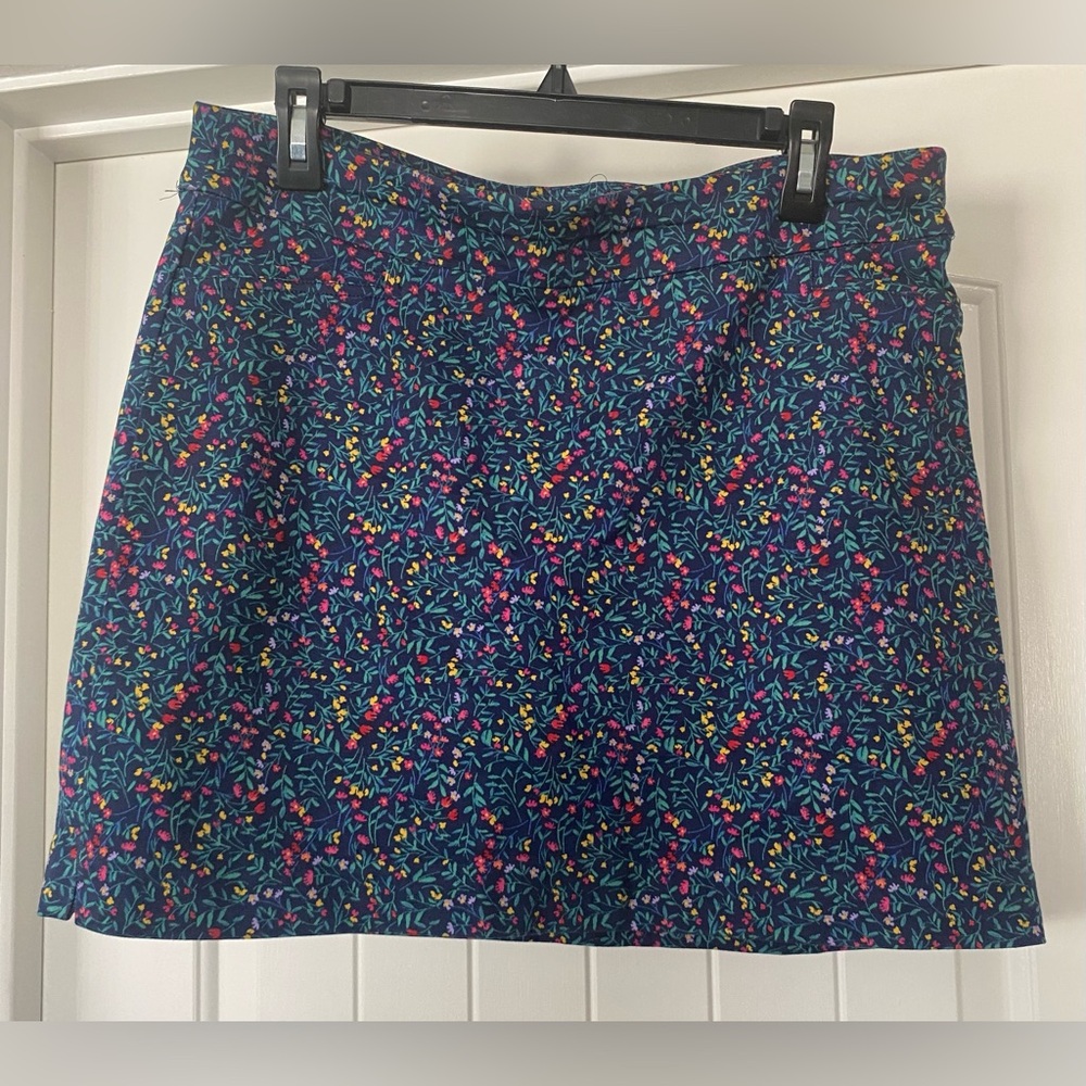 croft & barrow Navy Floral A-Line Skort with Pink & Yellow Accents